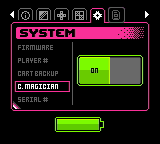 System menu with C. MAGICIAN enabled